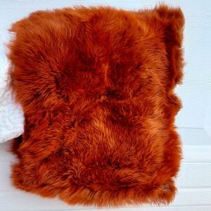 Rare Vintage Genuine Rabbit Fur Hand warmer Muff Orange